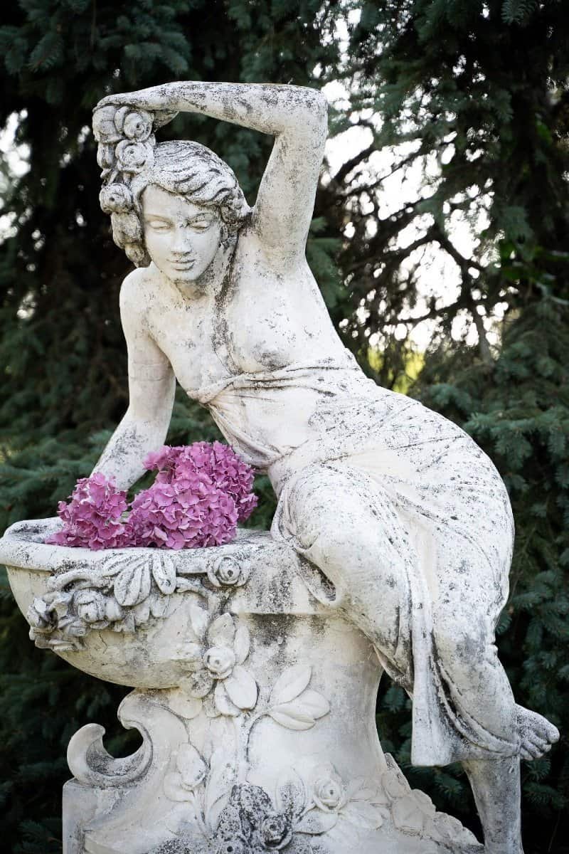 Italian 1930s Liberty-Style Marble-Grit Sculptural Fountain with Seated Female Figure - JAA