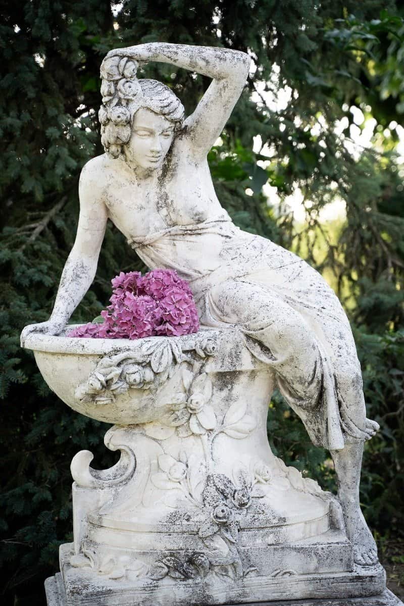 Italian 1930s Liberty-Style Marble-Grit Sculptural Fountain with Seated Female Figure - JAA