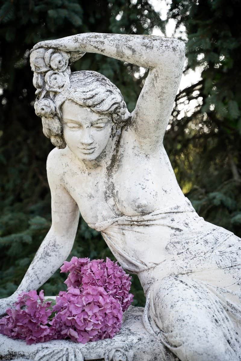 Italian 1930s Liberty-Style Marble-Grit Sculptural Fountain with Seated Female Figure - JAA