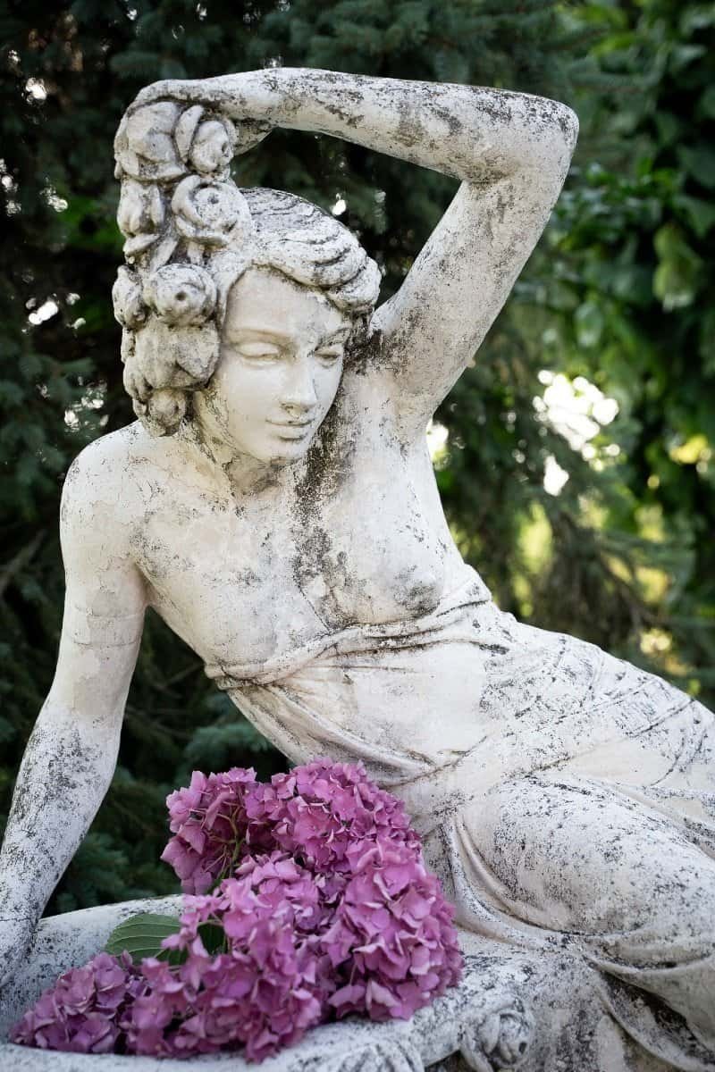 Italian 1930s Liberty-Style Marble-Grit Sculptural Fountain with Seated Female Figure - JAA