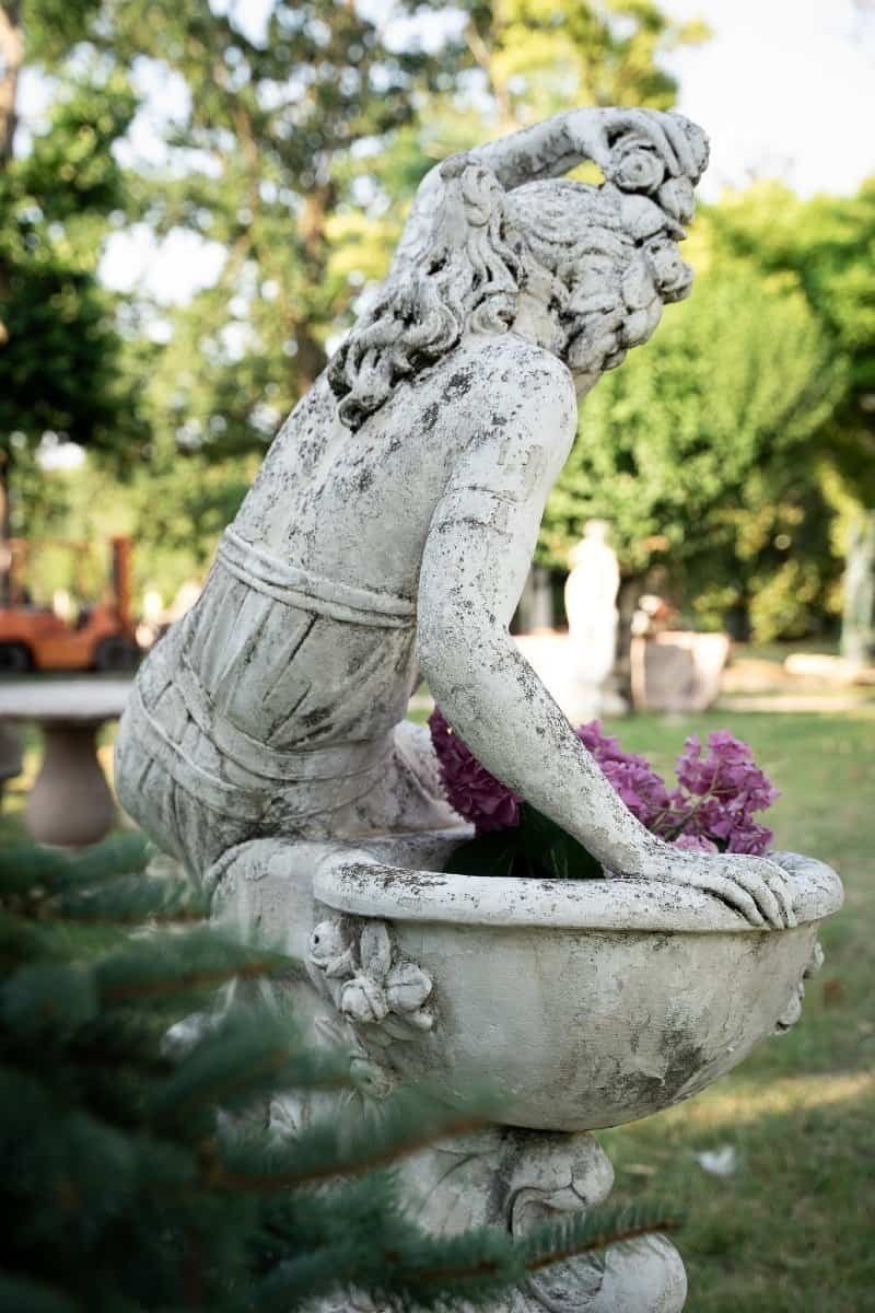 Italian 1930s Liberty-Style Marble-Grit Sculptural Fountain with Seated Female Figure - JAA