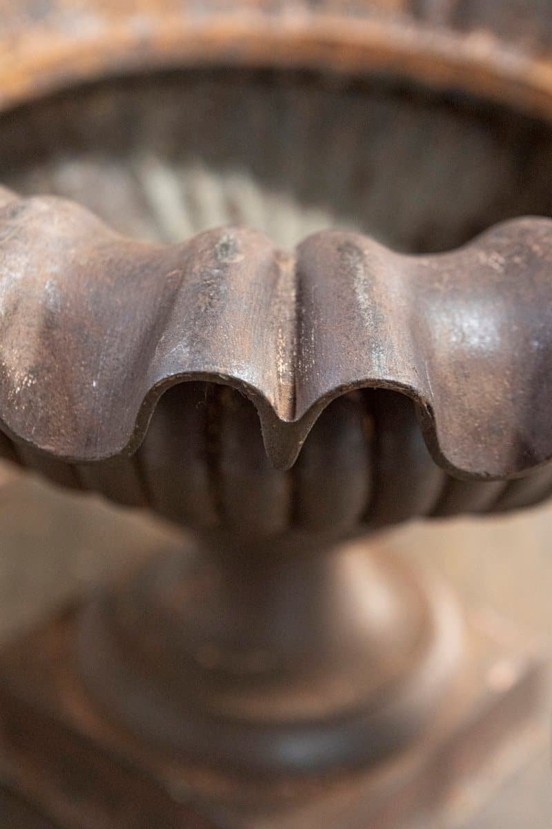 French 19th Century Pair of Cast Iron Urns - JAA