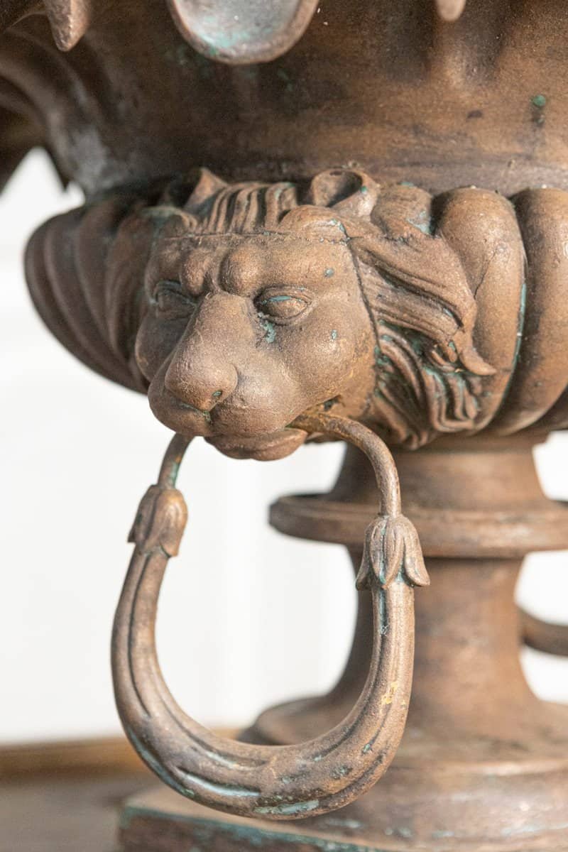 French 19th Century Pair of Cast Iron Urns - JAA