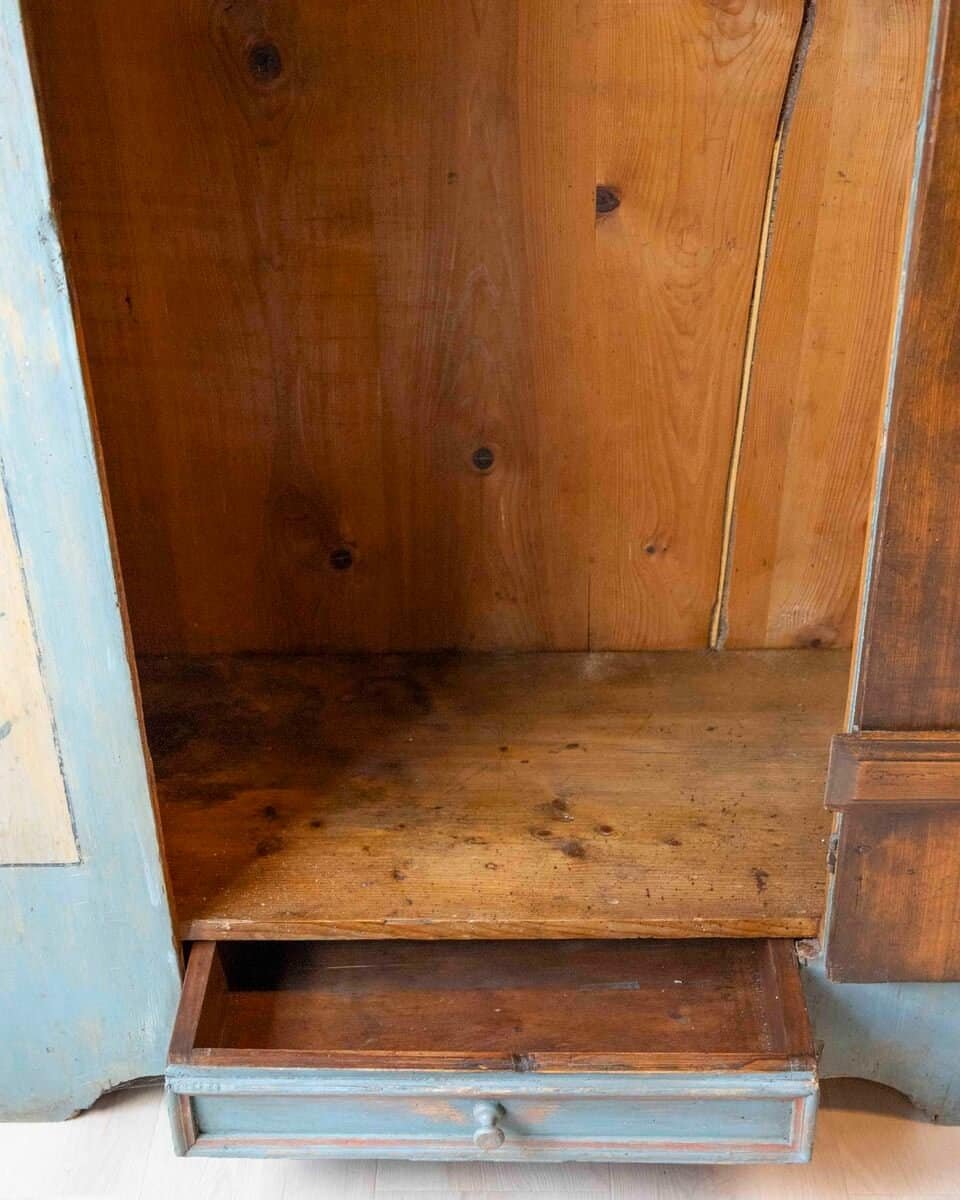Tyrolean Late 18th Century Painted Pine Armoire with Original Folk Art Finish, Dated 1793 - JAA