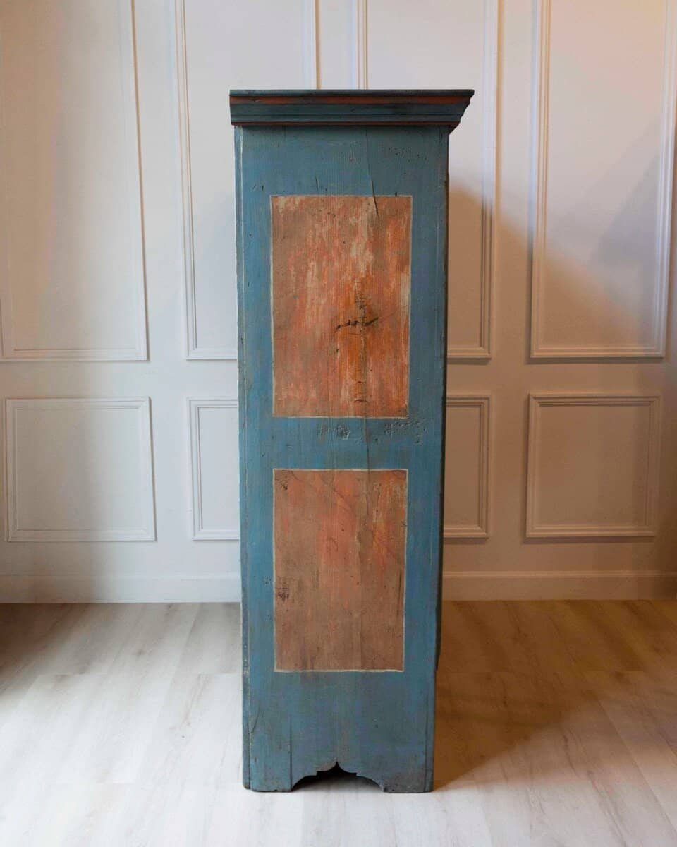 Tyrolean Late 18th Century Painted Pine Armoire with Original Folk Art Finish, Dated 1793 - JAA