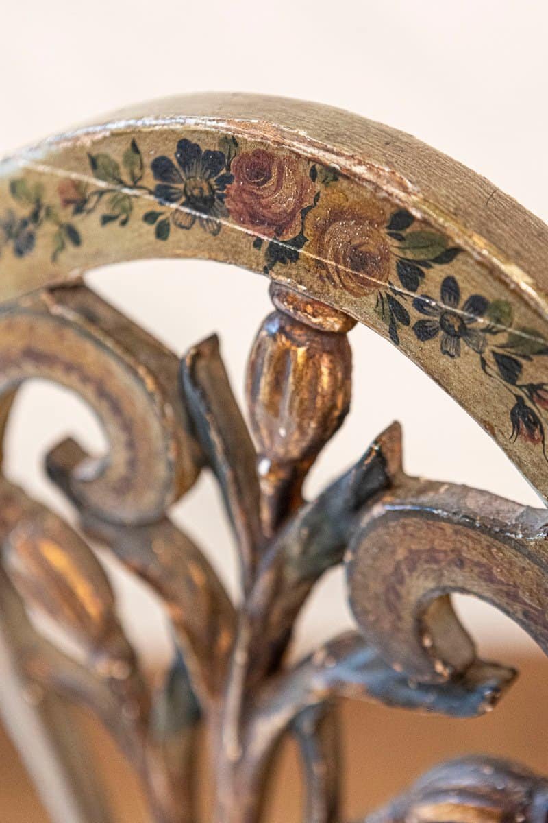 Venetian Late 18th Century Painted and Gilt Sofa with Floral and Lyre Motifs - JAA
