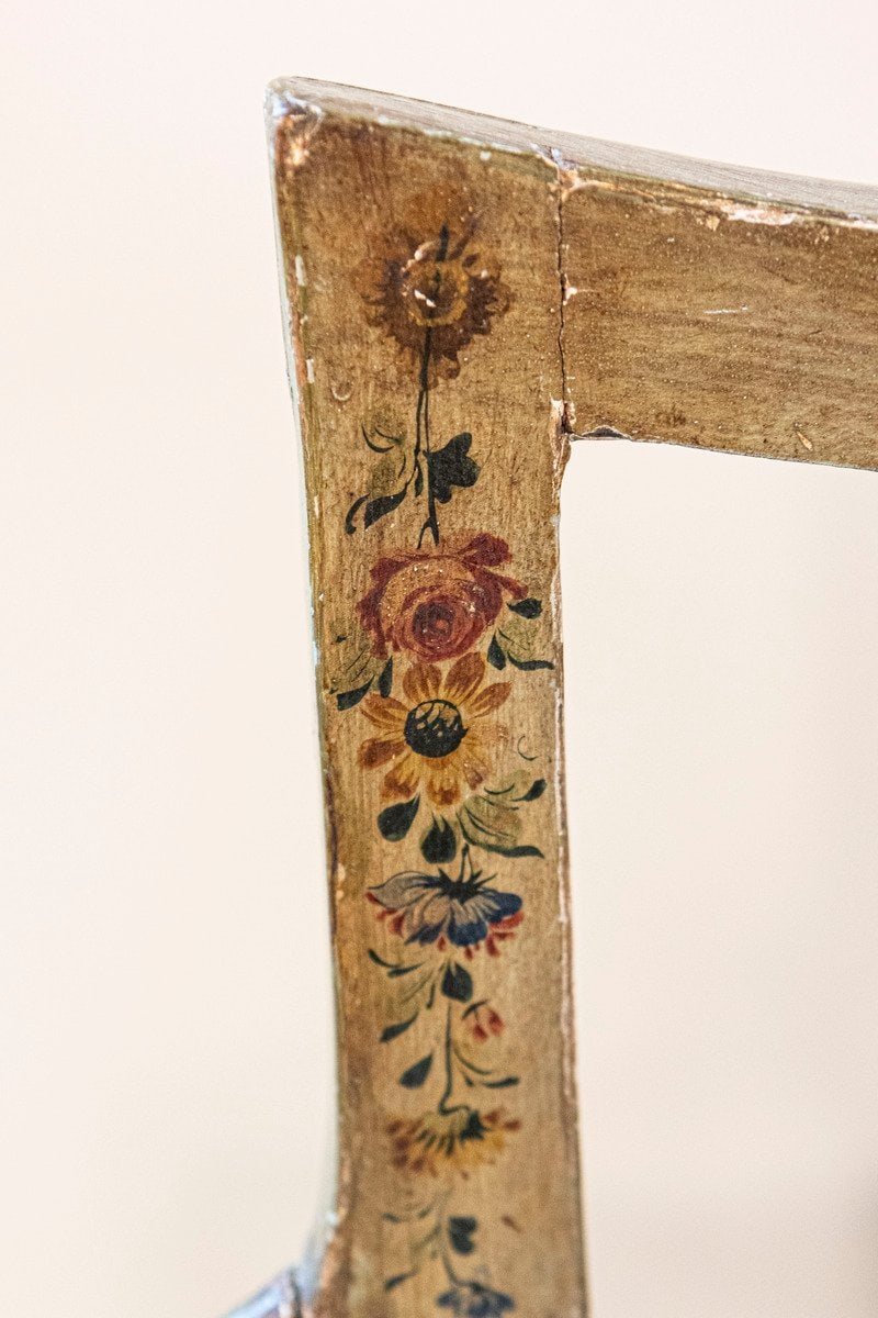 Venetian Late 18th Century Painted and Gilt Sofa with Floral and Lyre Motifs - JAA