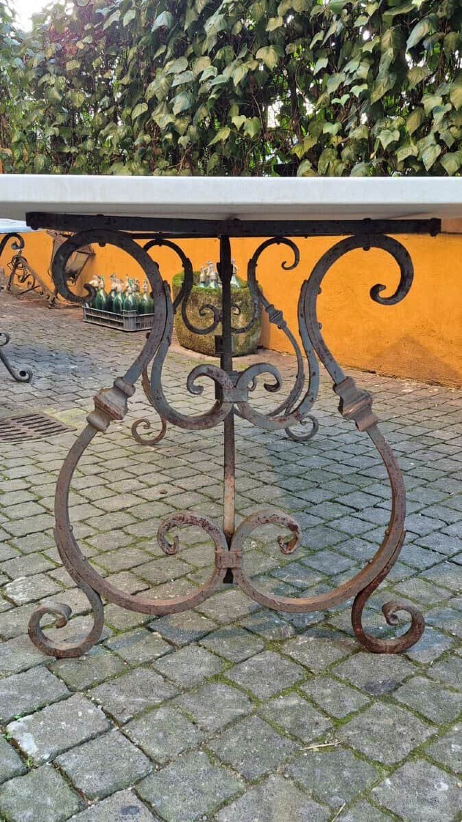 Italian 18th Century Wrought Iron and Marble Table - JAA