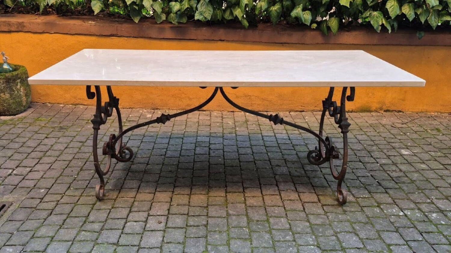 Italian 18th Century Wrought Iron and Marble Table - JAA