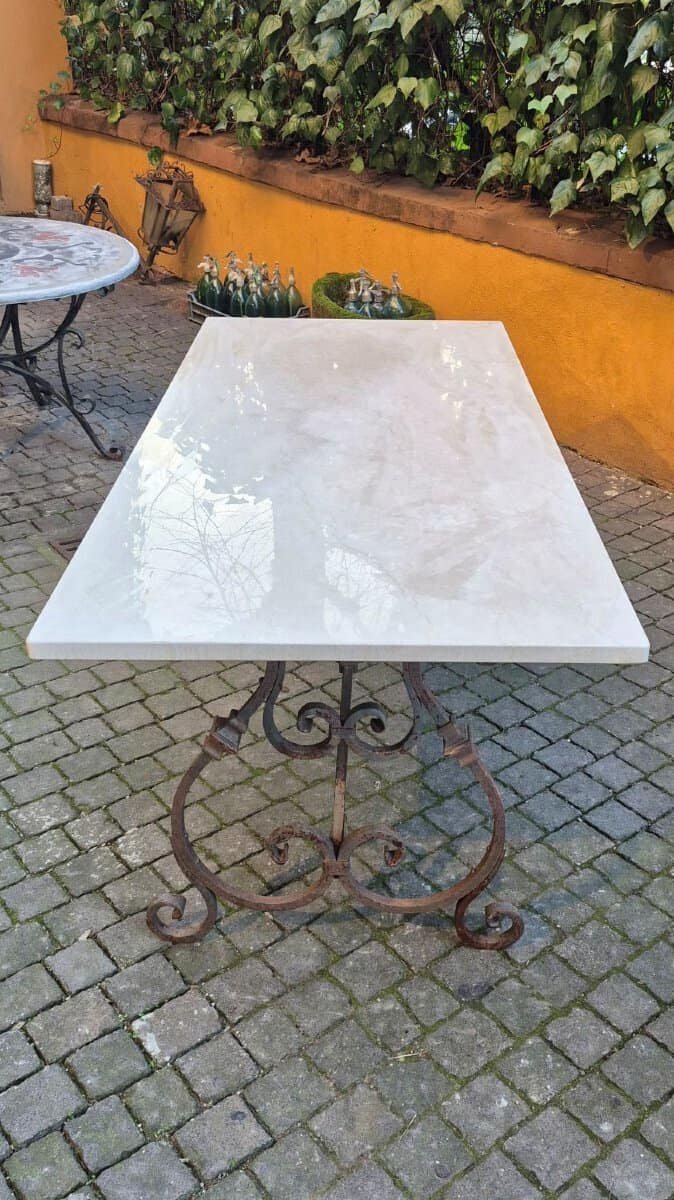 Italian 18th Century Wrought Iron and Marble Table - JAA