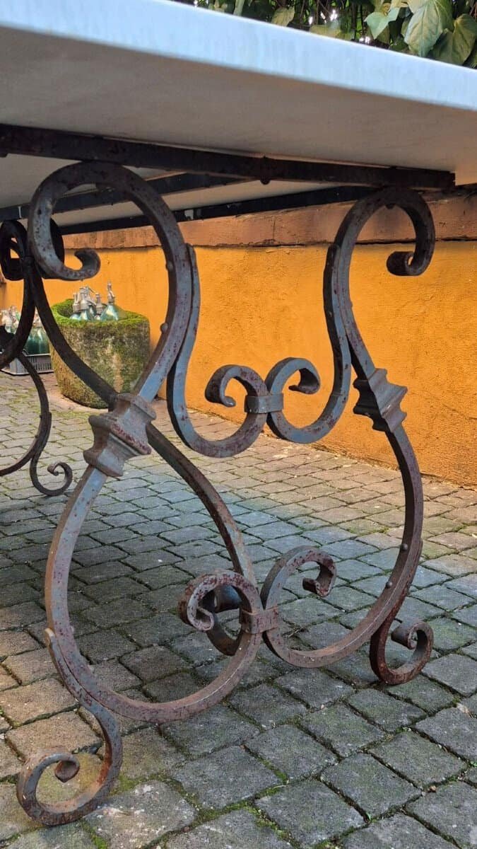 Italian 18th Century Wrought Iron and Marble Table - JAA