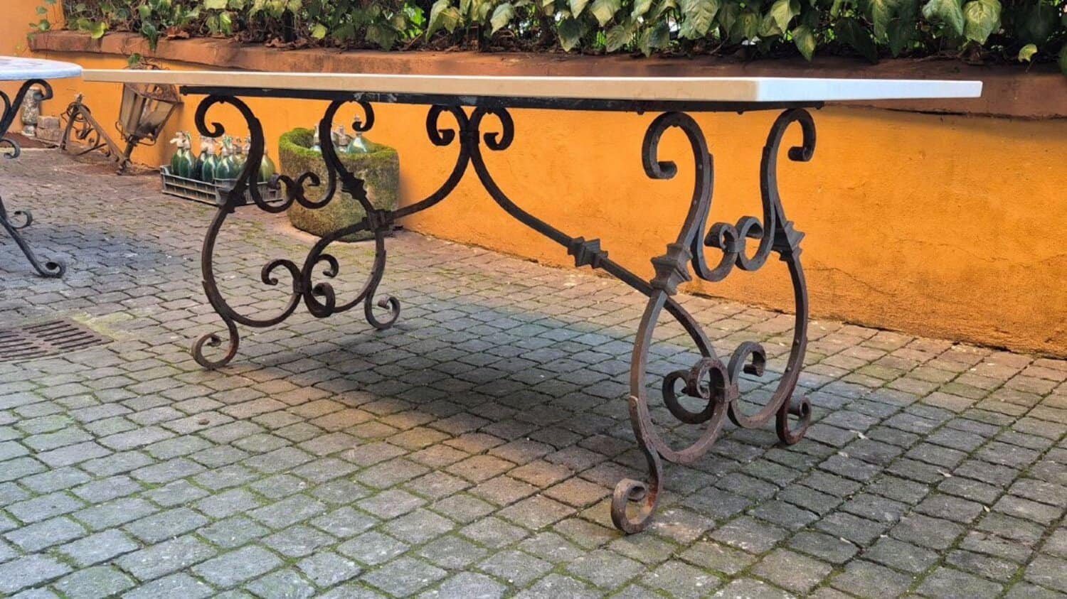 Italian 18th Century Wrought Iron and Marble Table - JAA
