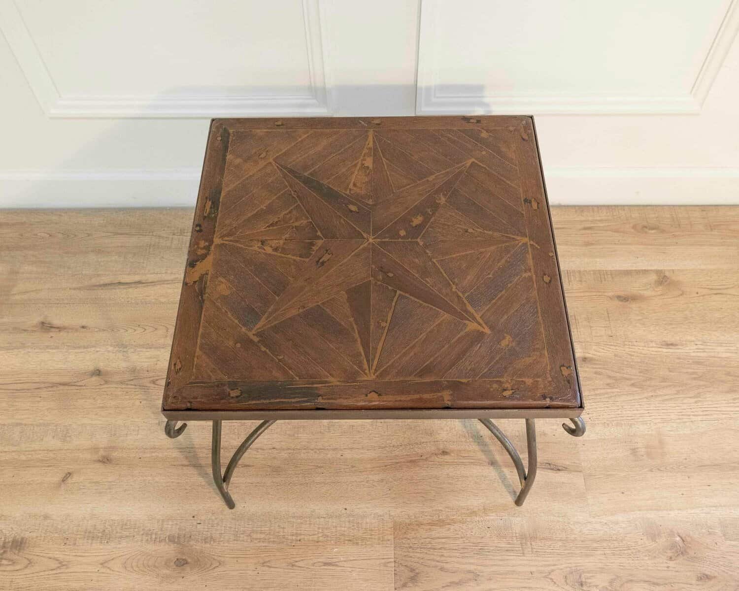80s Coffee Table, Old Wind Rose Parquet - JAA