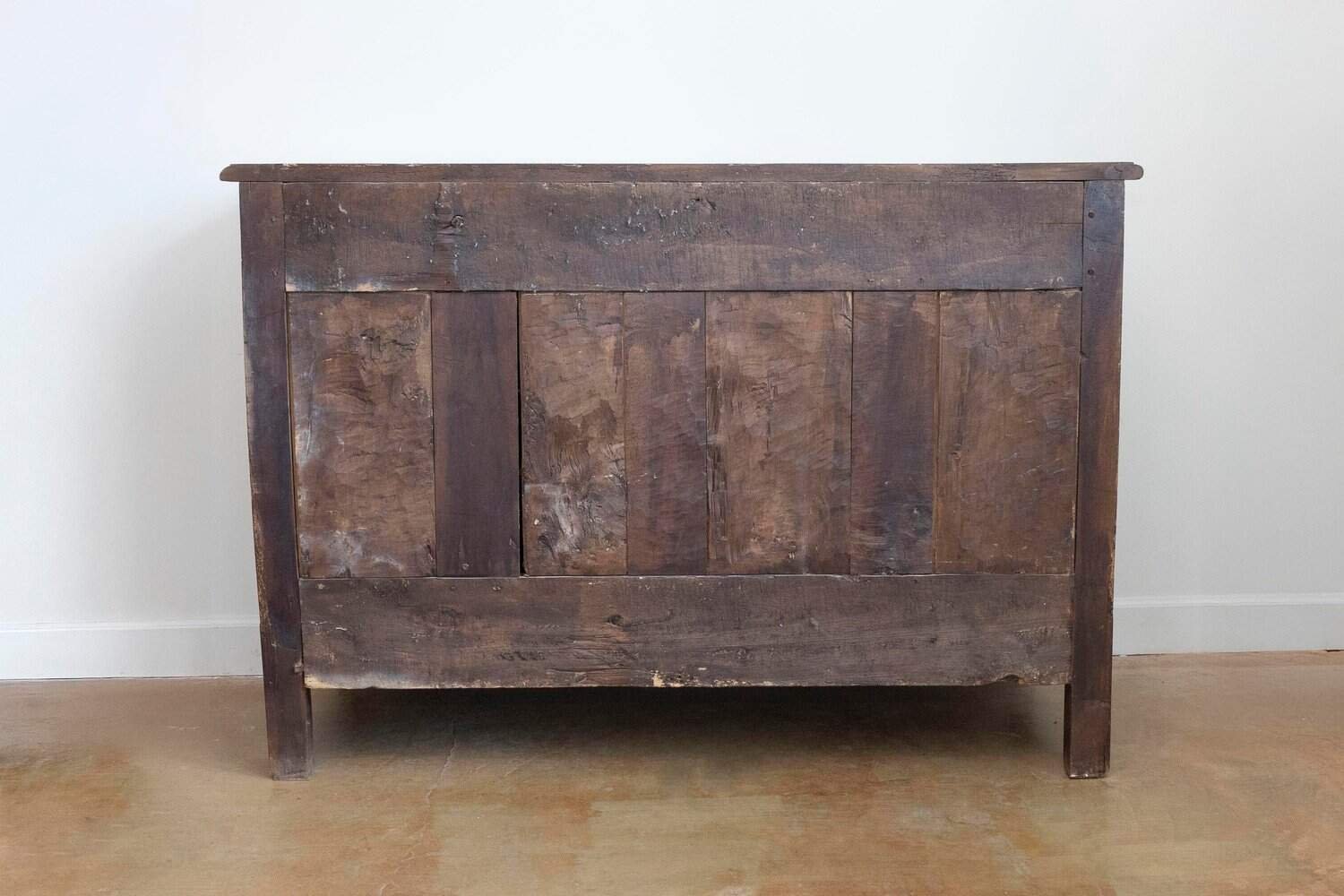 French 1750s Louis XV Period Walnut Buffet with Star Inlay and Carved Shells - JAA