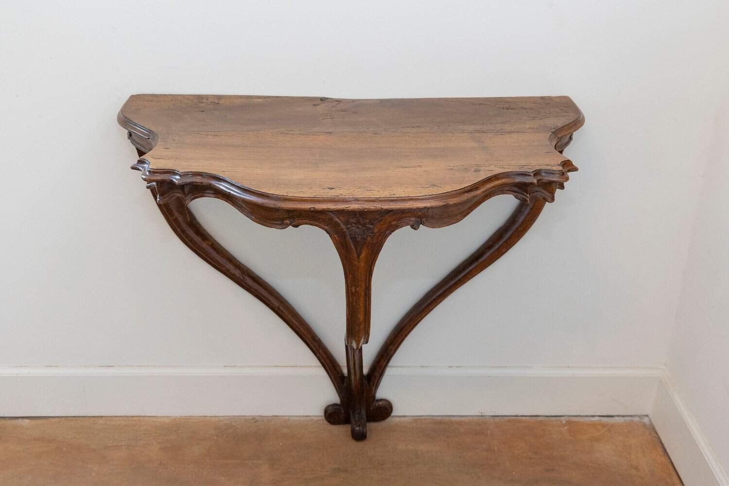 Italian Rococo Late 18th Century Walnut Console Table with Authentic Patina - JAA