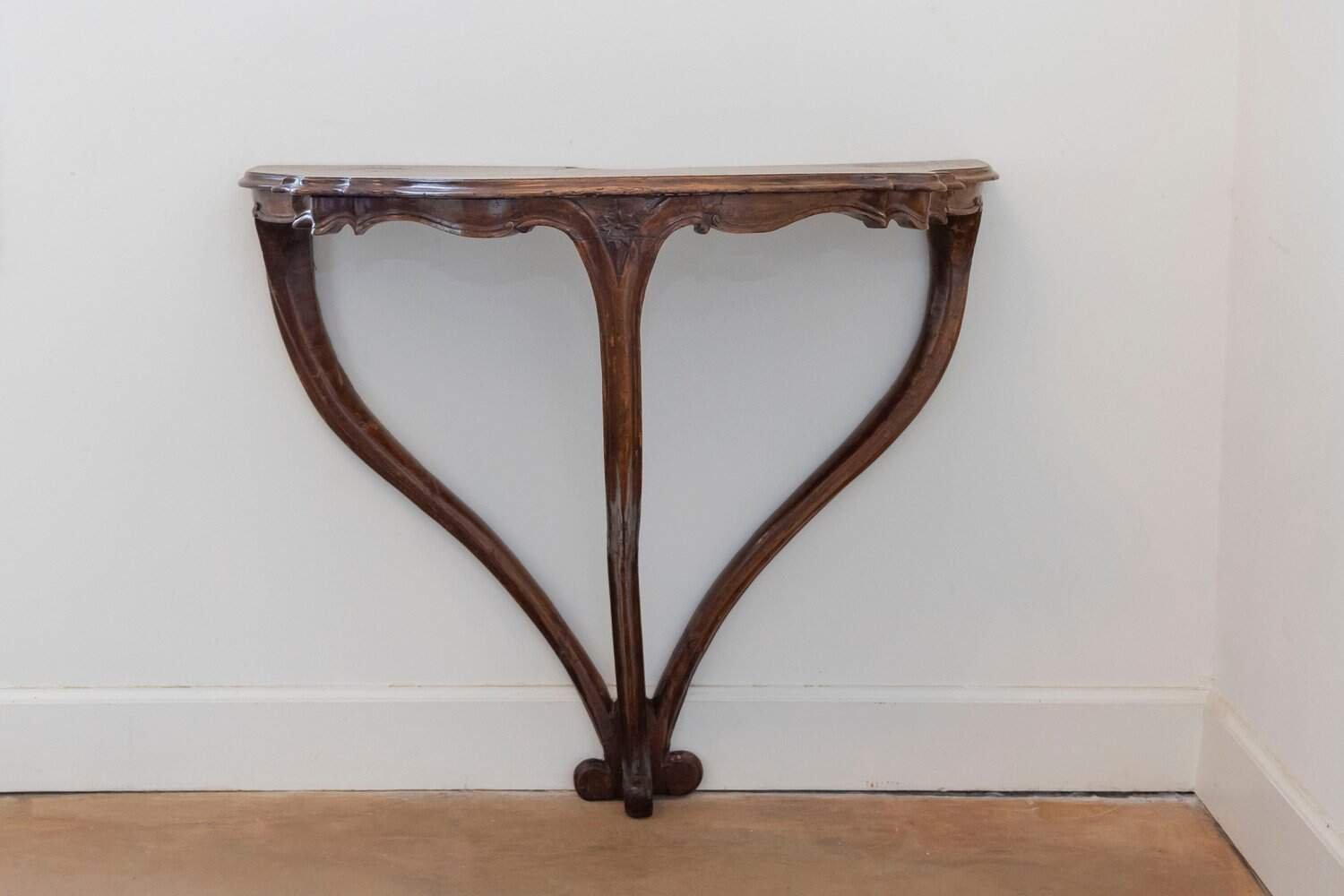 Italian Rococo Late 18th Century Walnut Console Table with Authentic Patina - JAA