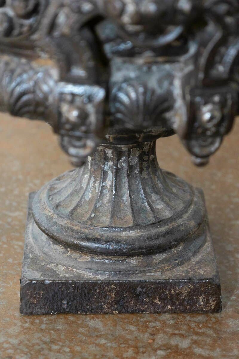 French 19th Century Iron Jardinière with Lateral Handles and Double L Monogram - JAA