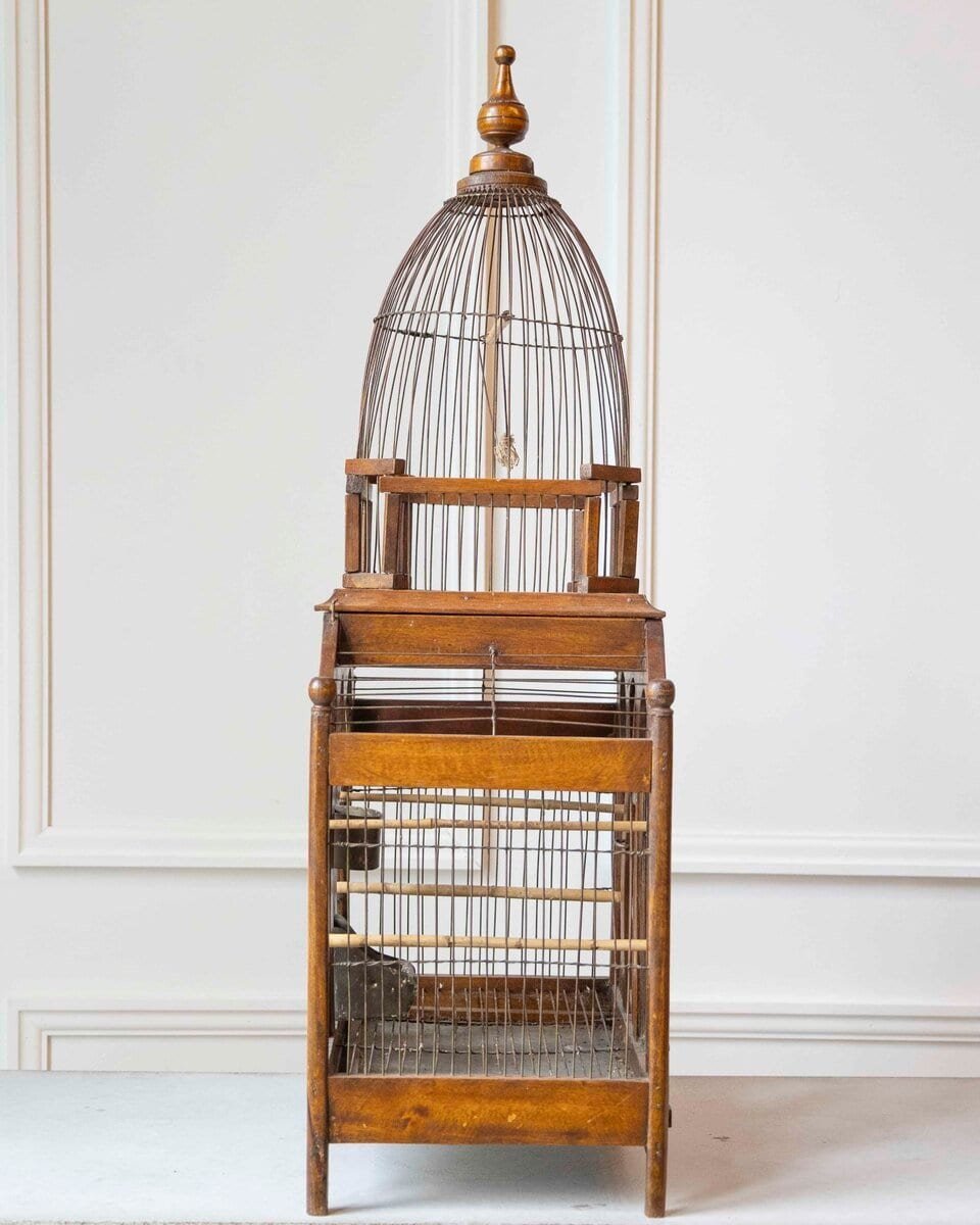 French 19th Century Architectural Pagoda-Form Birdcage with Original Patina - JAA