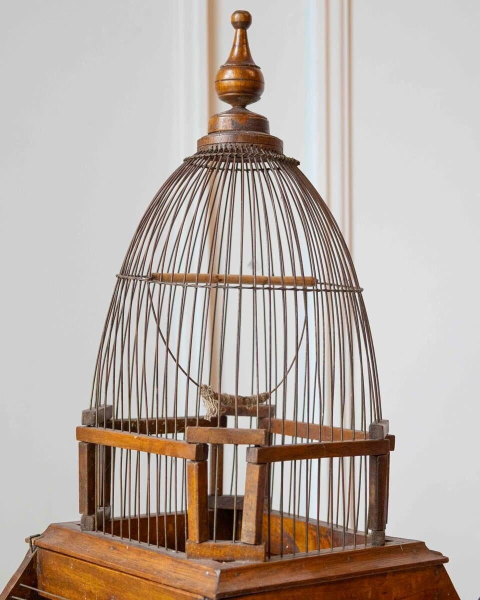 French 19th Century Architectural Pagoda-Form Birdcage with Original Patina - JAA