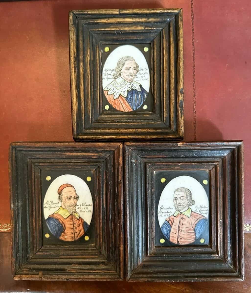 Swiss 19th Century Set of Three Haute Époque Miniatures on Porcelain - JAA