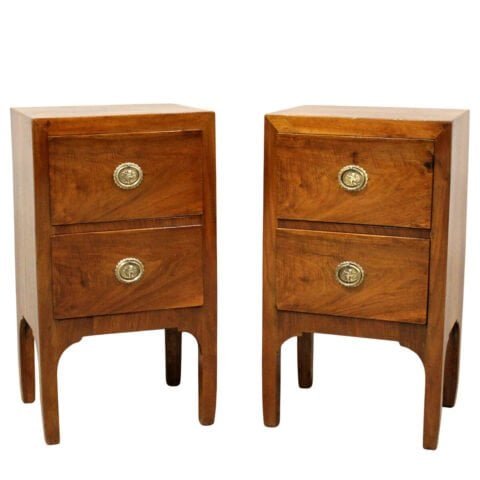 Italian 18th Century Directoire Period Bedside Tables, Pair