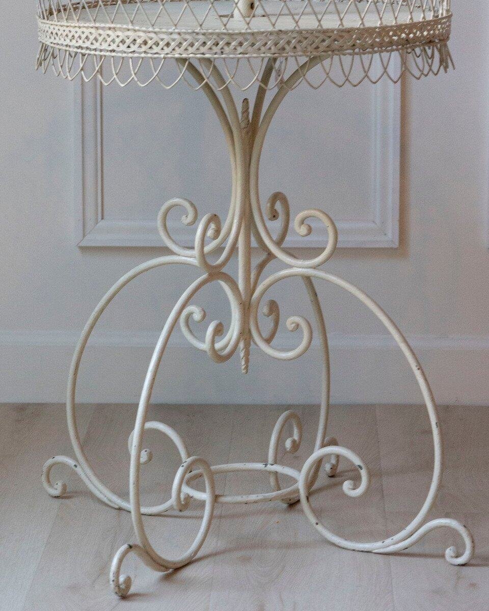 French Early 20th Century Wrought Iron Two-Tier Planter with Braided Wire Details - JAA