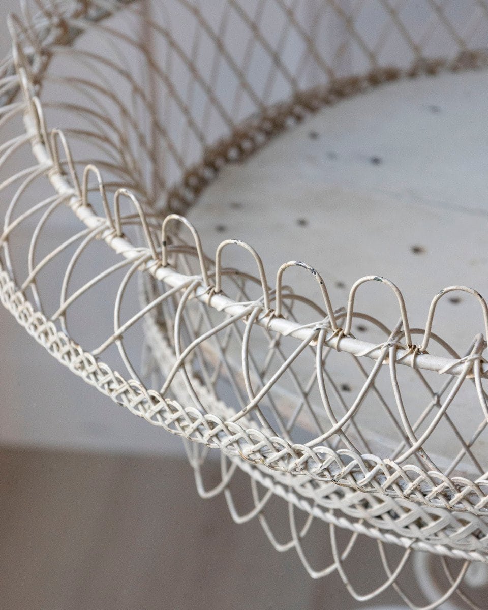 French Early 20th Century Wrought Iron Two-Tier Planter with Braided Wire Details - JAA