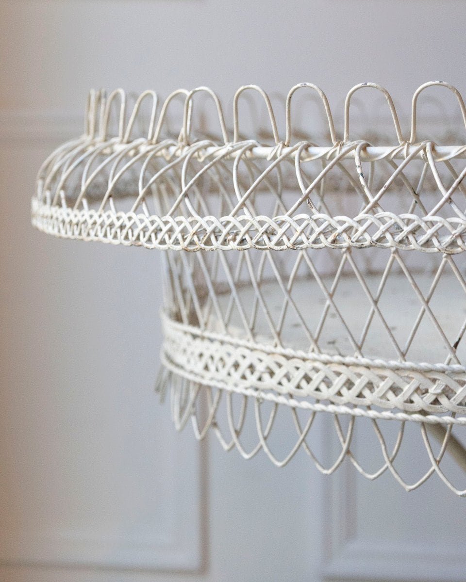 French Early 20th Century Wrought Iron Two-Tier Planter with Braided Wire Details - JAA