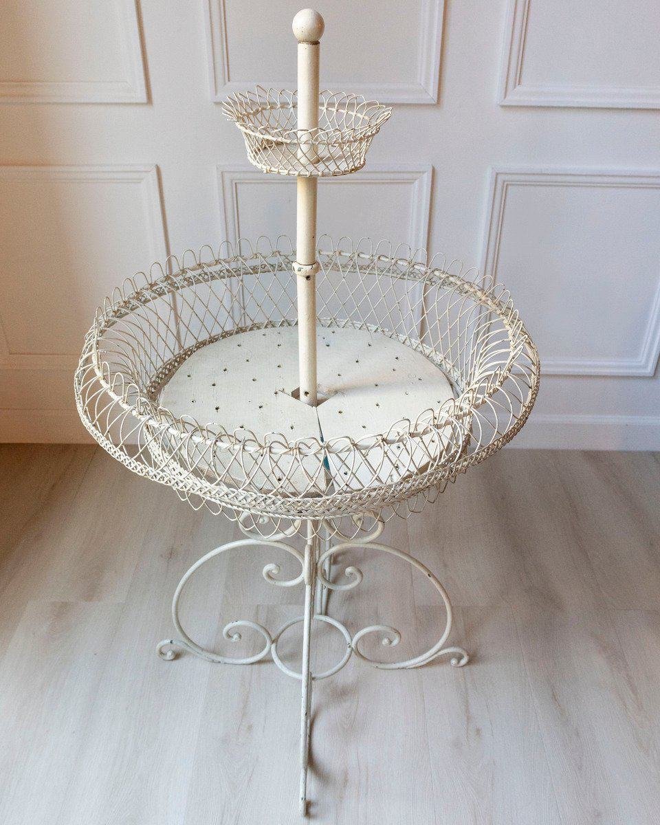 French Early 20th Century Wrought Iron Two-Tier Planter with Braided Wire Details - JAA