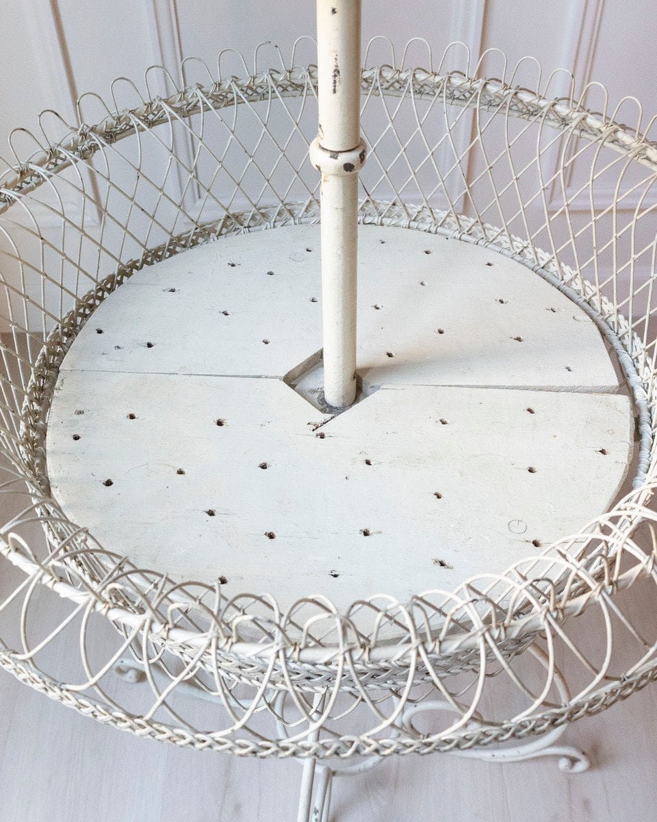 French Early 20th Century Wrought Iron Two-Tier Planter with Braided Wire Details - JAA