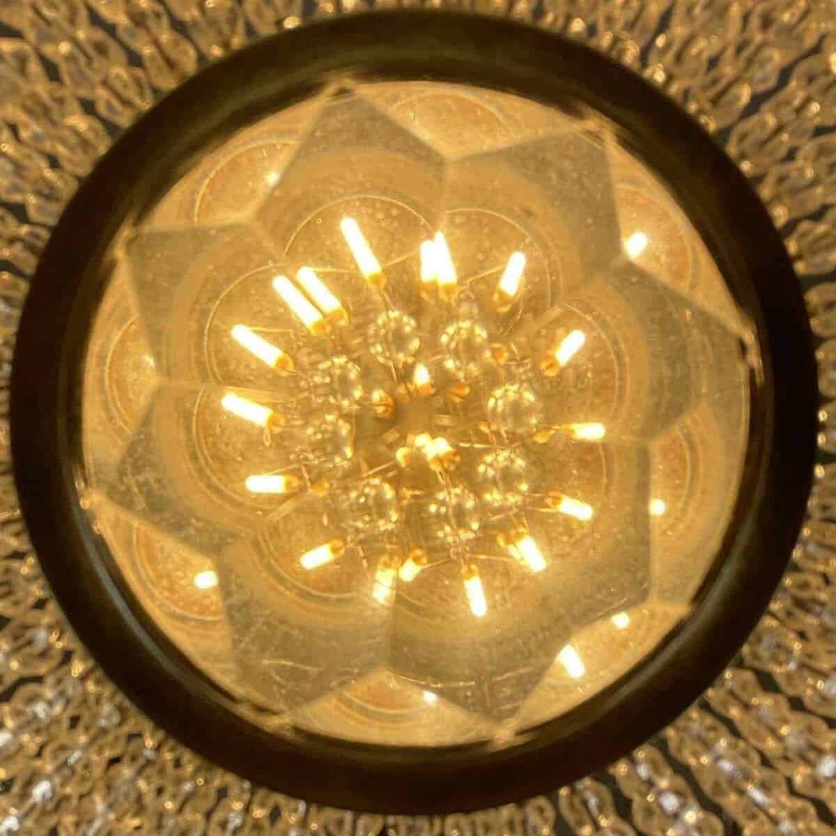 French Bronze Crystal Beaded Basket Chandelier Early 1900s - JAA