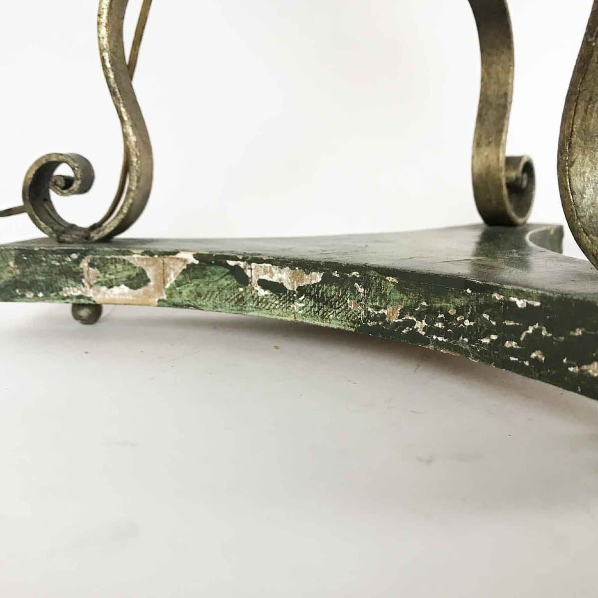 Pair Of Italian Candelabra 20th Century Silver-leaf Wrought Iron Foliate Lamps - JAA