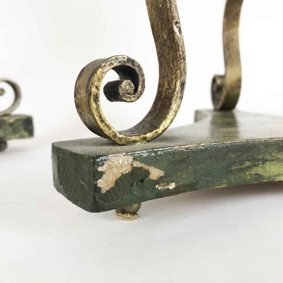 Pair Of Italian Candelabra 20th Century Silver-leaf Wrought Iron Foliate Lamps - JAA