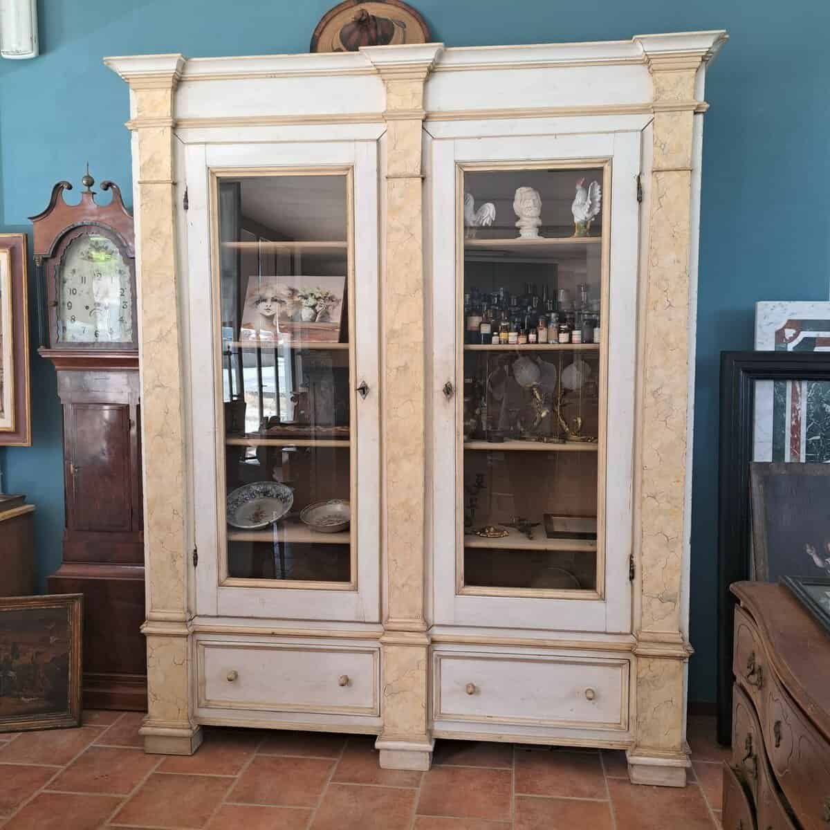 19th Century Empire-Style Lacquered Bookcase — Italian Grand Library - JAA