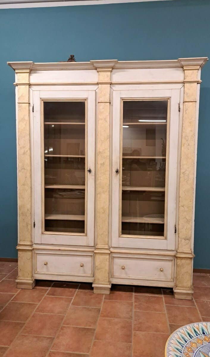 19th Century Empire-Style Lacquered Bookcase — Italian Grand Library - JAA