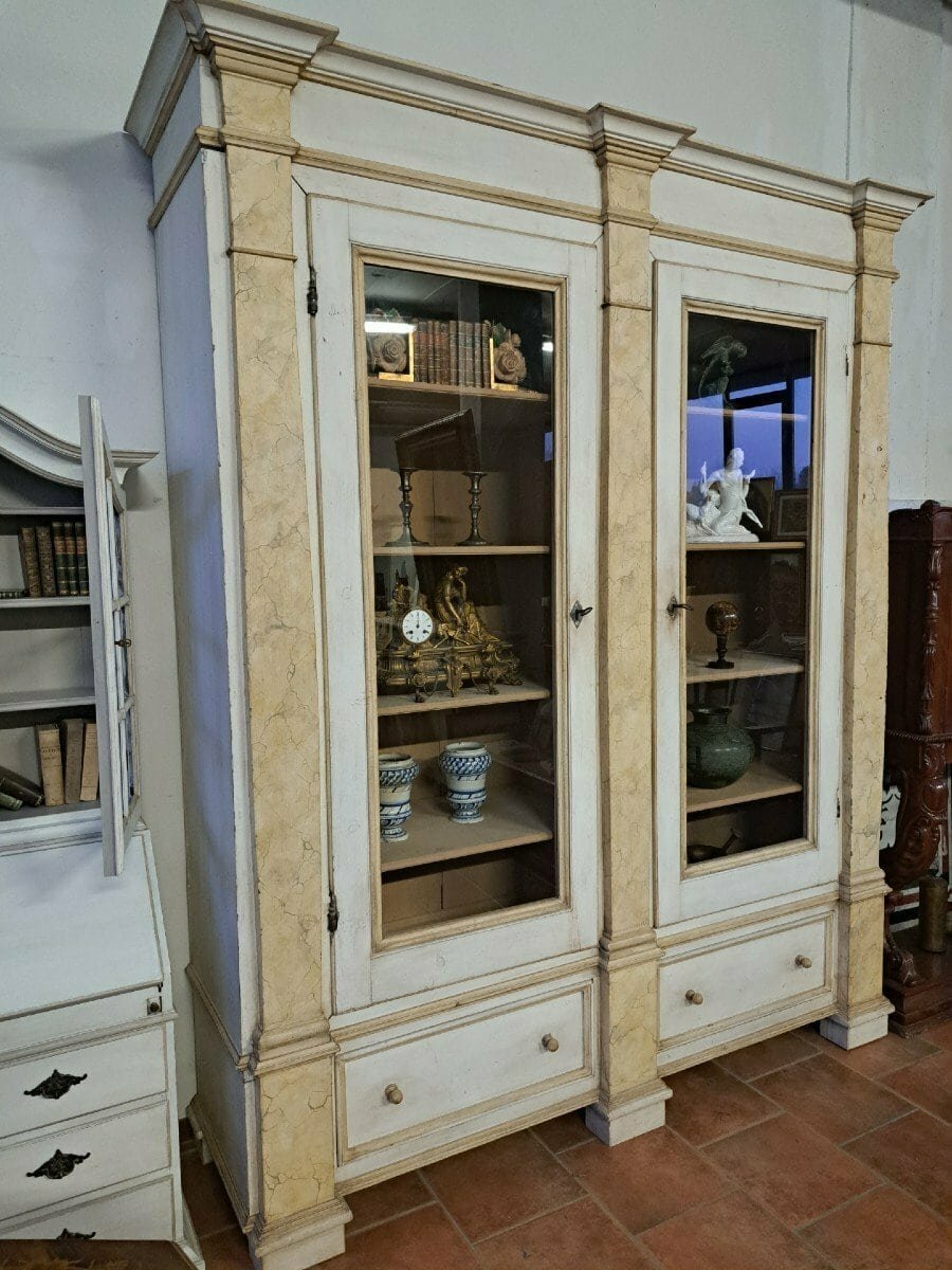 19th Century Empire-Style Lacquered Bookcase — Italian Grand Library - JAA