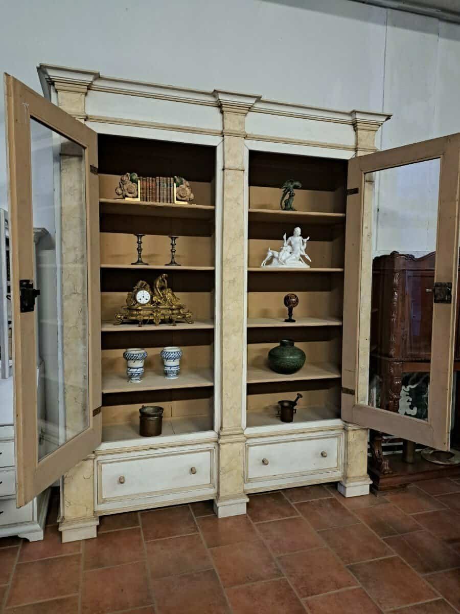 19th Century Empire-Style Lacquered Bookcase — Italian Grand Library - JAA