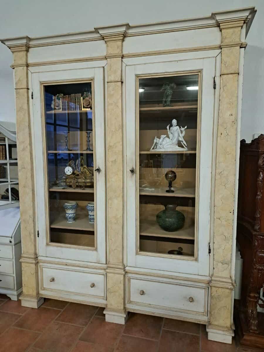 19th Century Empire-Style Lacquered Bookcase — Italian Grand Library - JAA