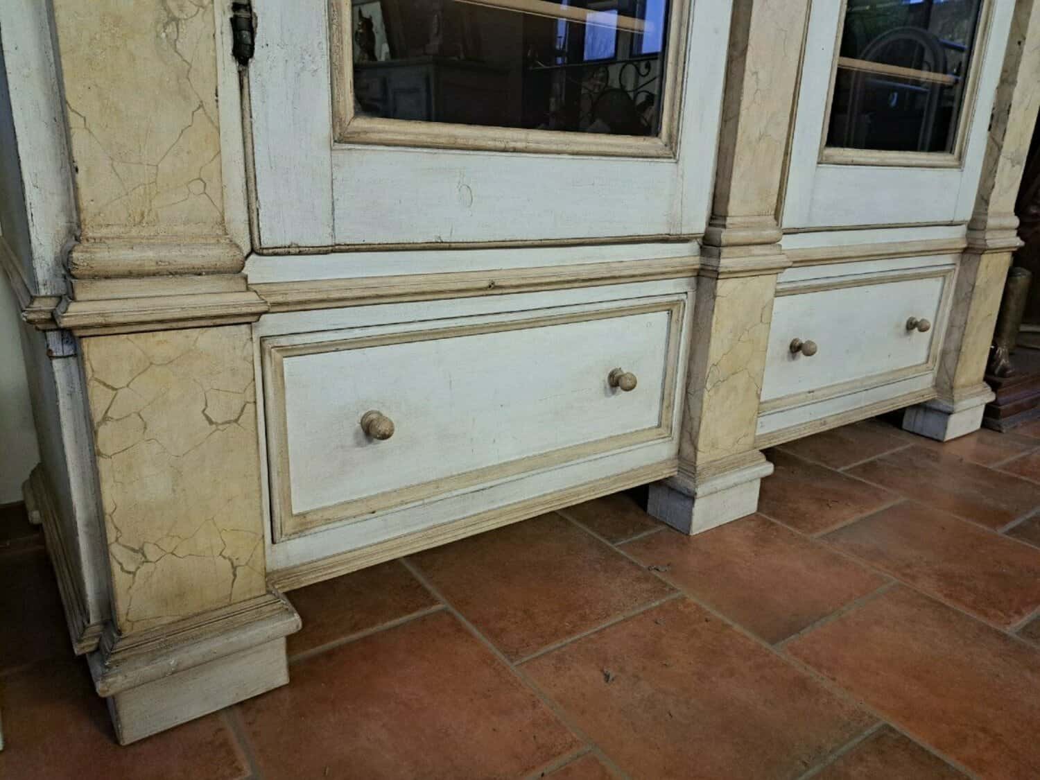 19th Century Empire-Style Lacquered Bookcase — Italian Grand Library - JAA