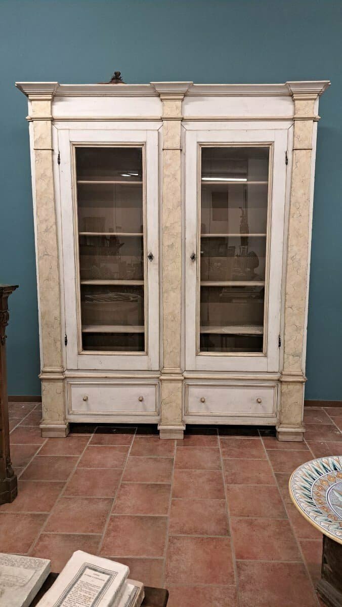 19th Century Empire-Style Lacquered Bookcase — Italian Grand Library - JAA