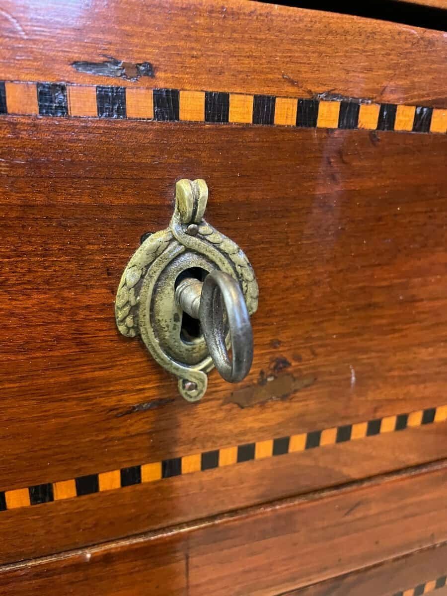 18th Century Louis XVI Style Walnut Commode with Marquetry Frieze - JAA