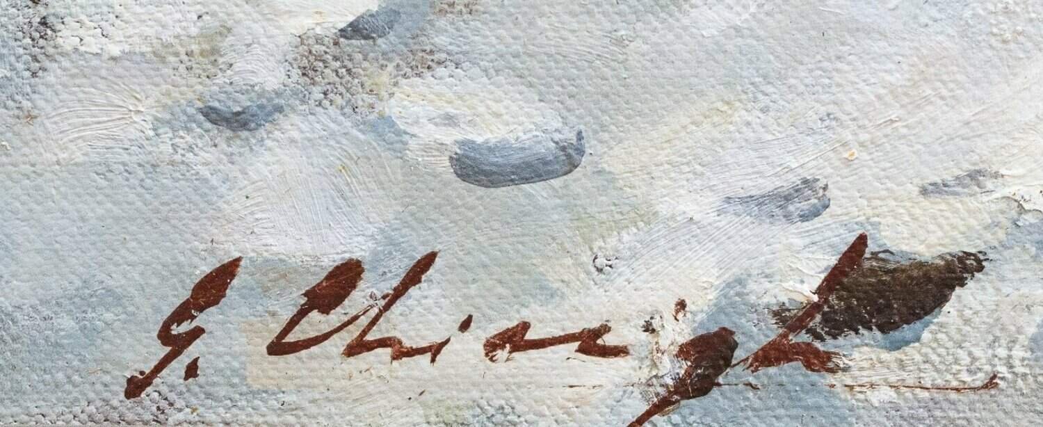 Chiacigh, “russian Landscape With Figures And Horses,” Oil On Canvas, Signed, Mid-20th - JAA