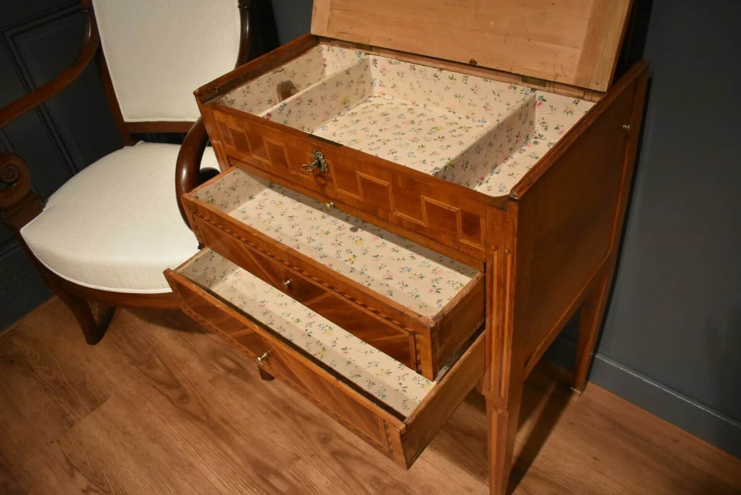 Louis XVI Marquetry Chiffonier Table - JAA