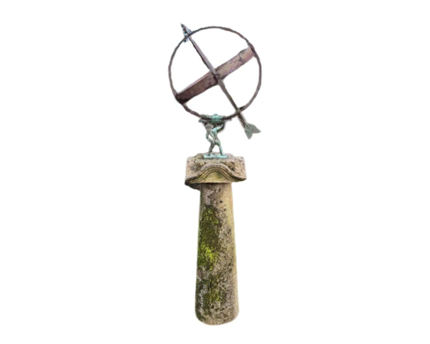 Swedish Mid-20th Century Armillary on Limestone Column