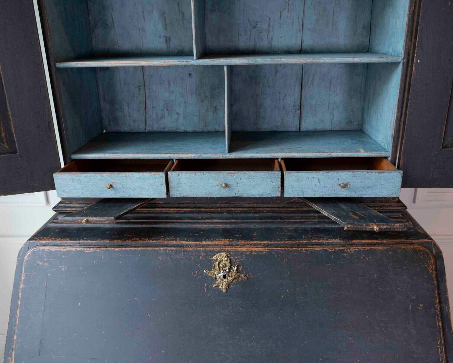 Swedish 18th Century Black-Painted Bureau - JAA