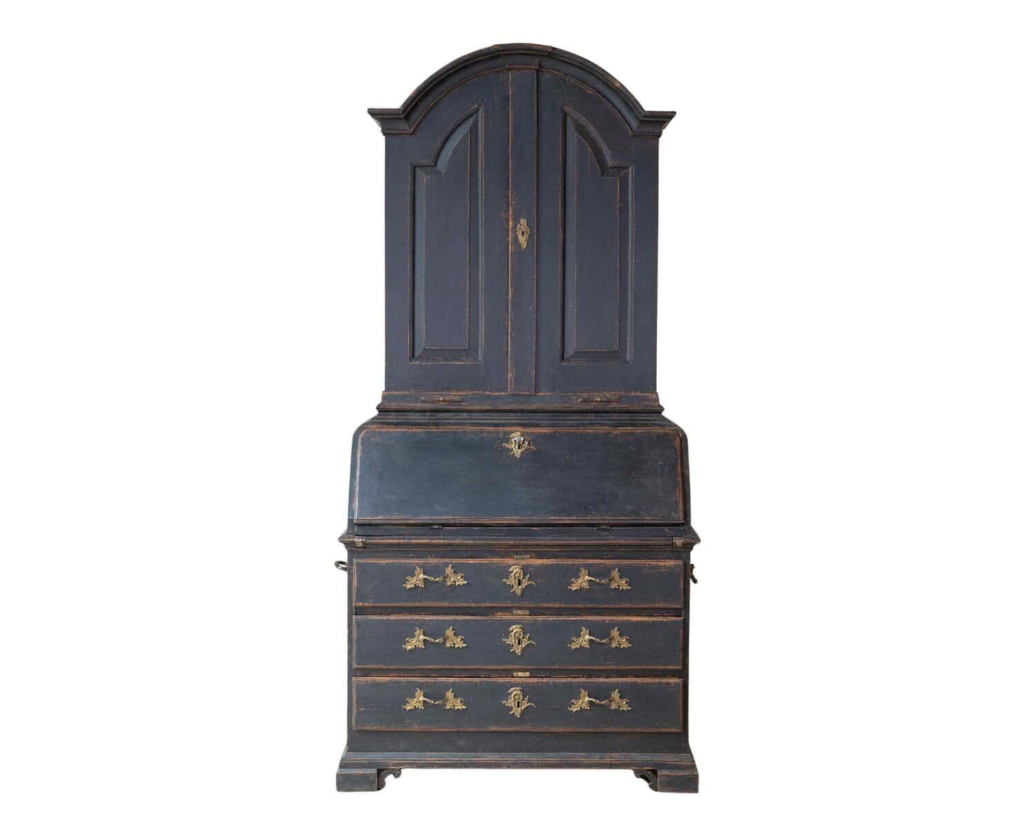 Swedish 18th Century Black-Painted Bureau