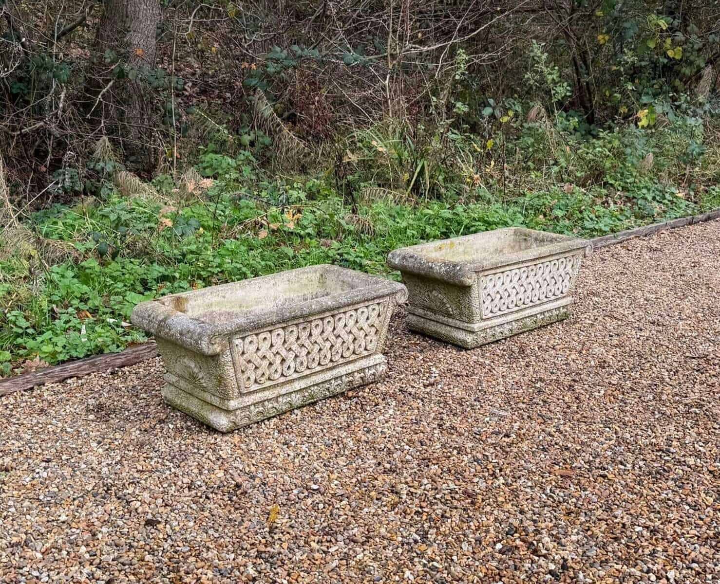 English 20th Century Pair of Cotswold Studio Stone Garden Troughs - JAA