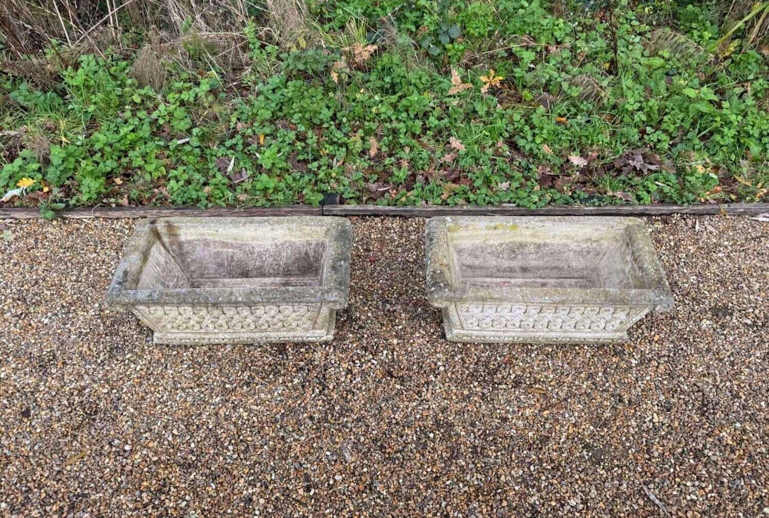 English 20th Century Pair of Cotswold Studio Stone Garden Troughs - JAA
