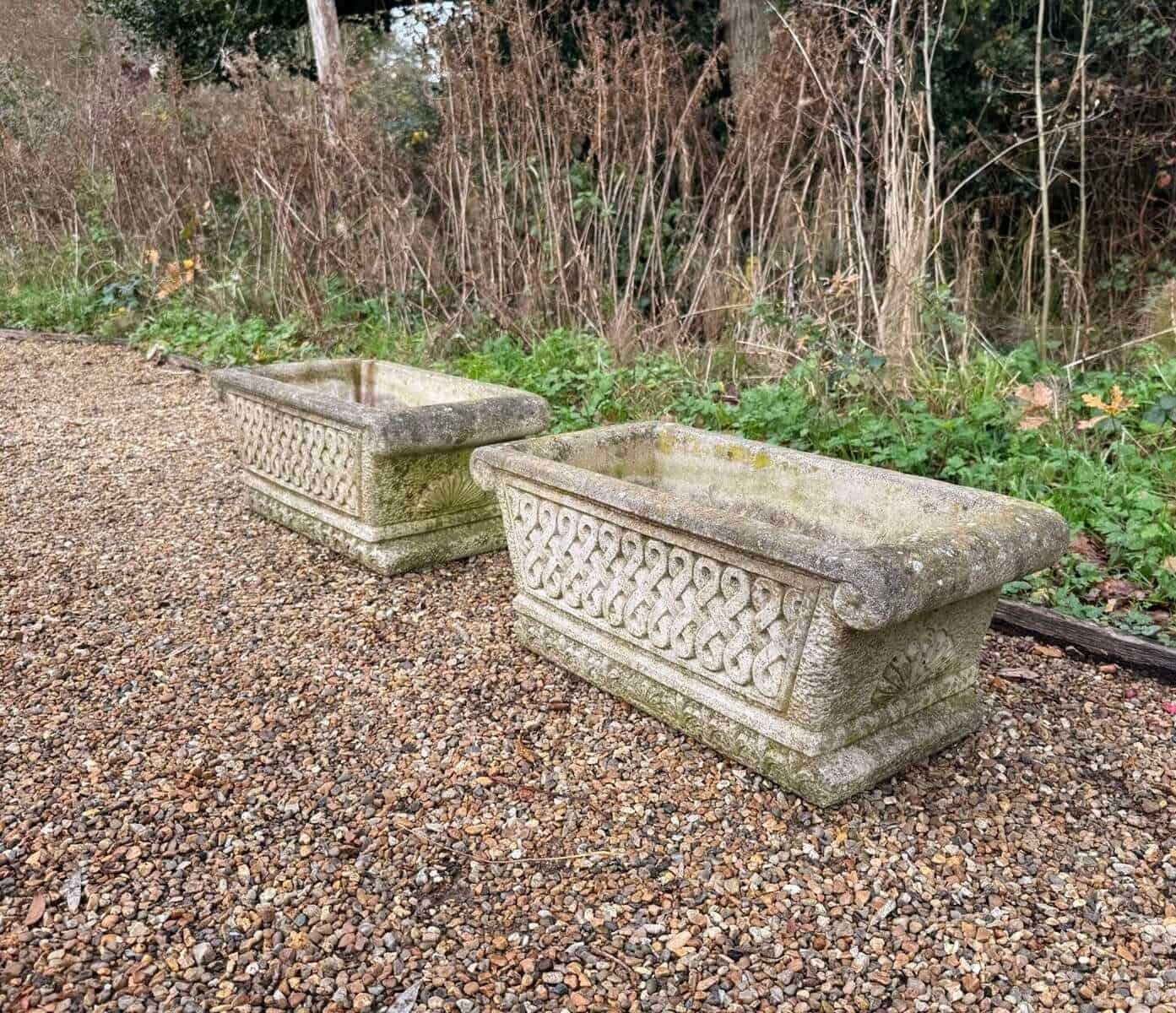 English 20th Century Pair of Cotswold Studio Stone Garden Troughs - JAA