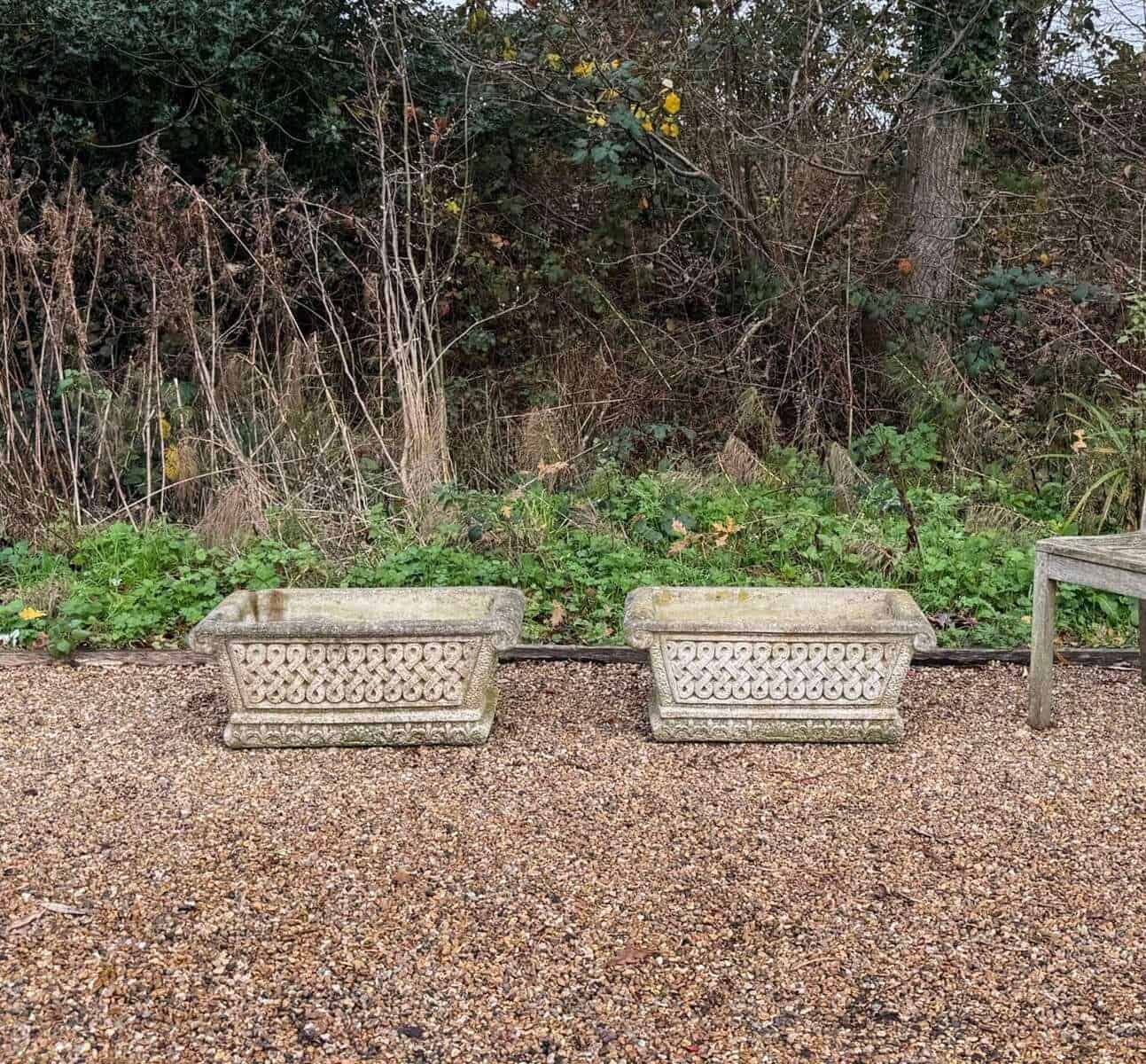 English 20th Century Pair of Cotswold Studio Stone Garden Troughs - JAA